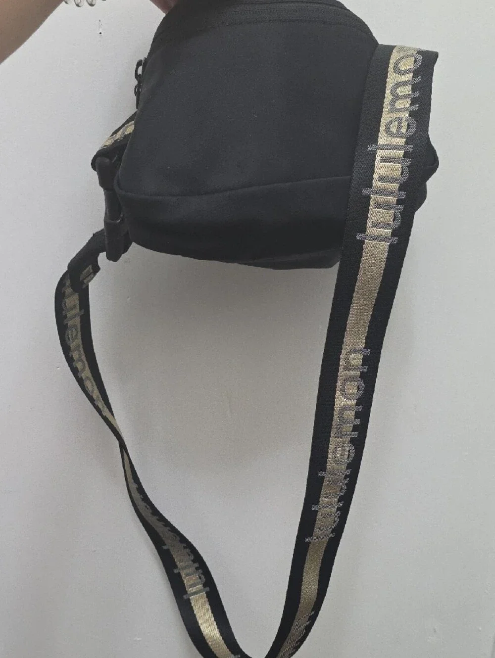 lululemon athletica Black Belt Bag with Gold Accents